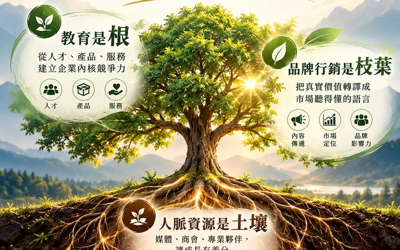 教育是根、行銷是枝葉：一張圖看懂 7E 品牌理念